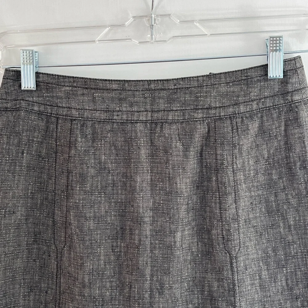 J. Crew 100% Linen Charcoal Grey A Line Skirt Careerwear Coastal Chic Size 4
